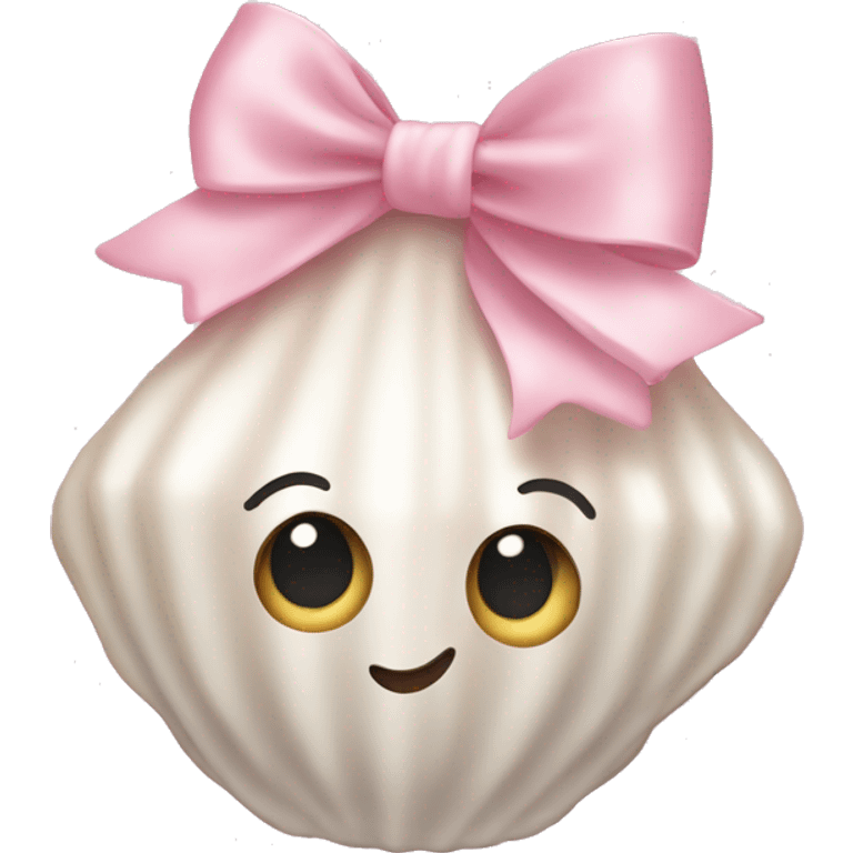 Pearl shell and light pink bow emoji