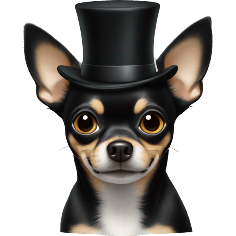 Black chihuahua with top hat emoji