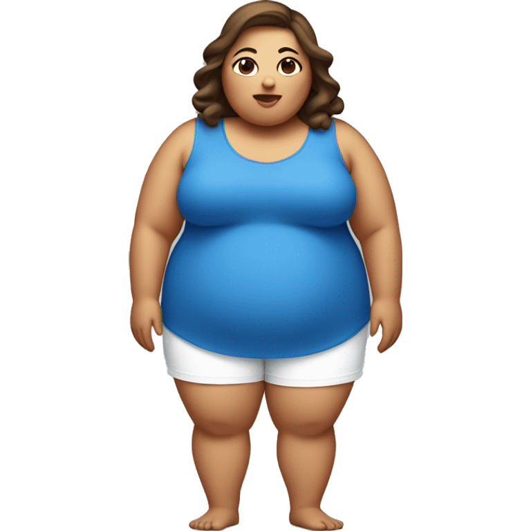 obese fat girl wearing a blue blouse and white shorts emoji