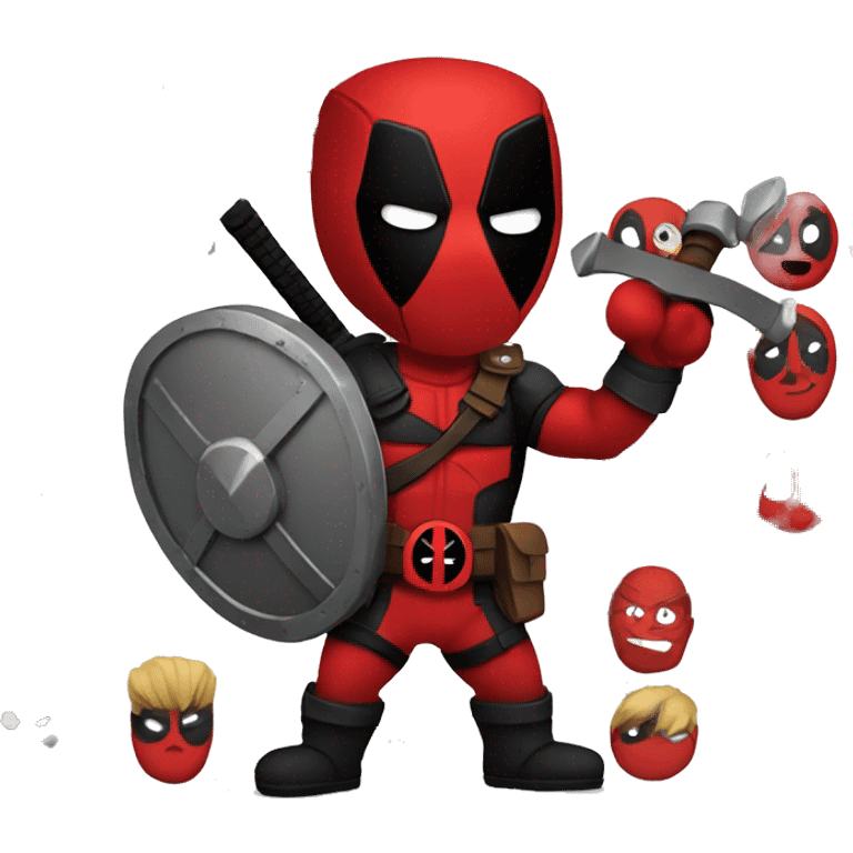 Deadpool holding Viking shield emoji