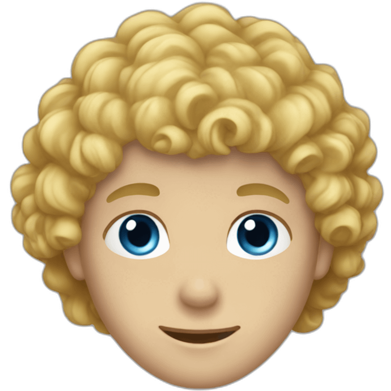 Boy with curly blond hair and blue eyes emoji