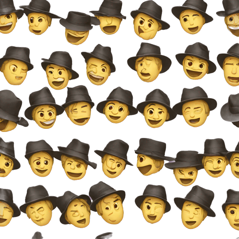 men with hats doing bow and hats off emoji