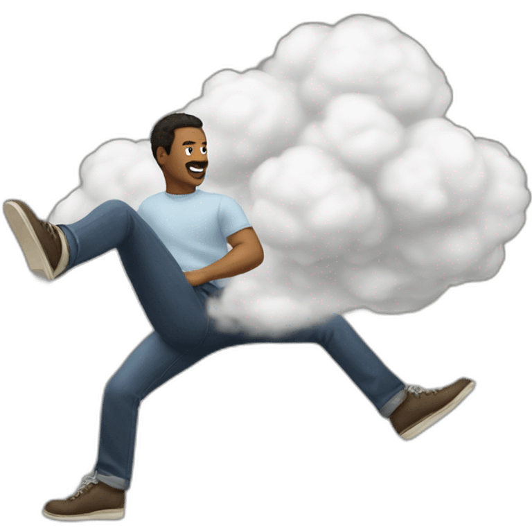 man kicking cloud emoji