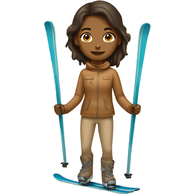 girl on a beige skis emoji