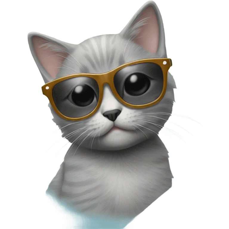 Gray Kitten with sun glasses  emoji