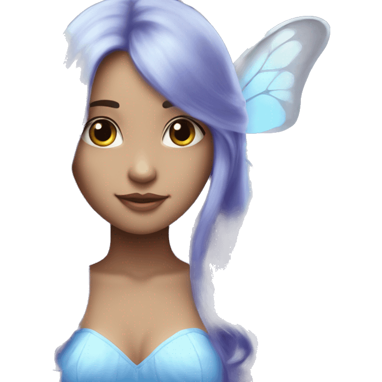 Beautiful, bluebell, fairy, blue, silver, purple, long hair, big butterfly wings emoji