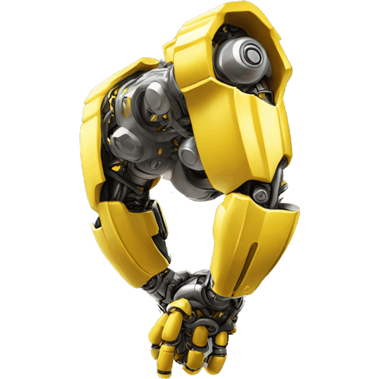 Yellow mechanical cyborg bicep that’s flexing emoji