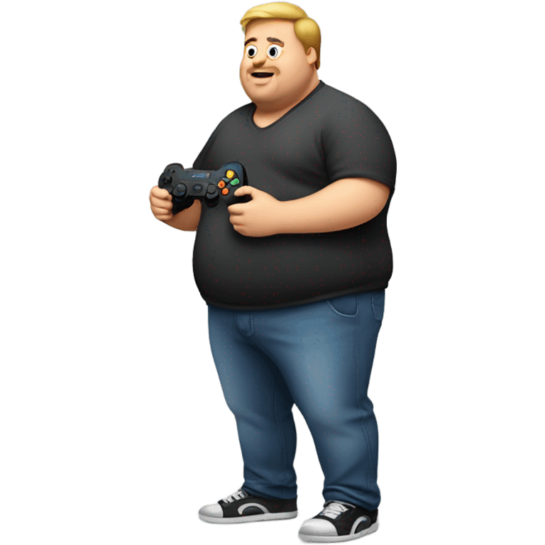 Fat guy playing video games emoji