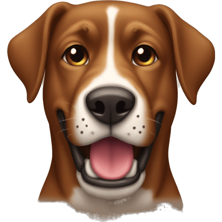 A big brown dog with giftin mouth emoji