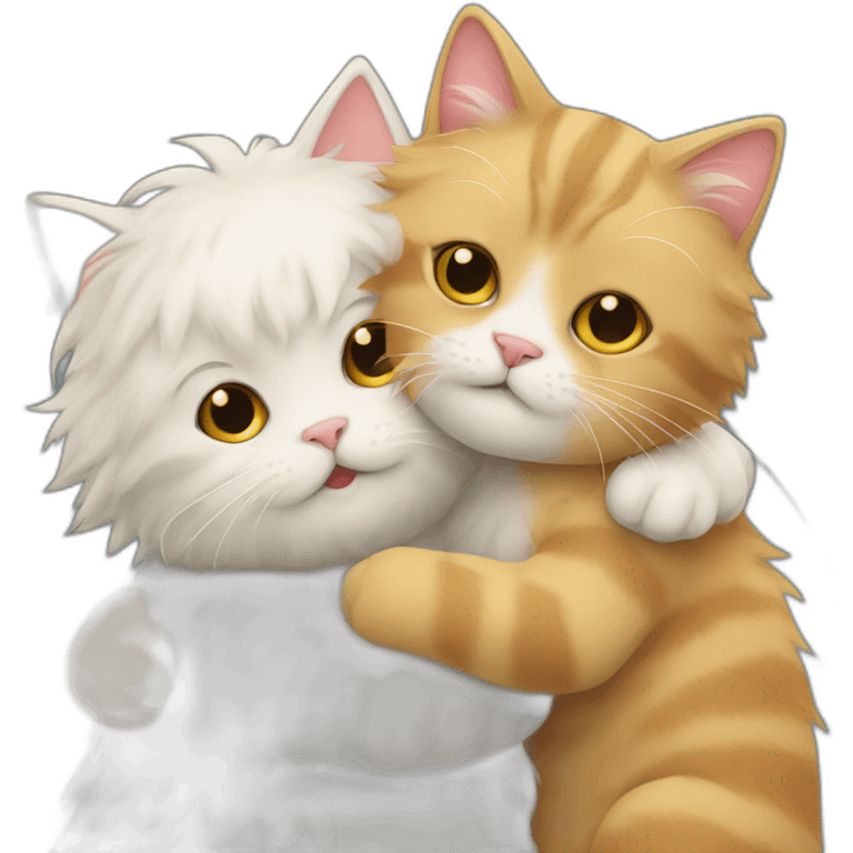 cute fluffy cat hugs another cat emoji