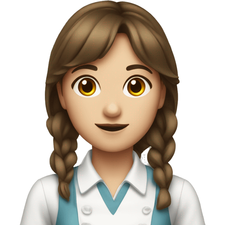 Girl being waitress with brown hair and bangs  emoji