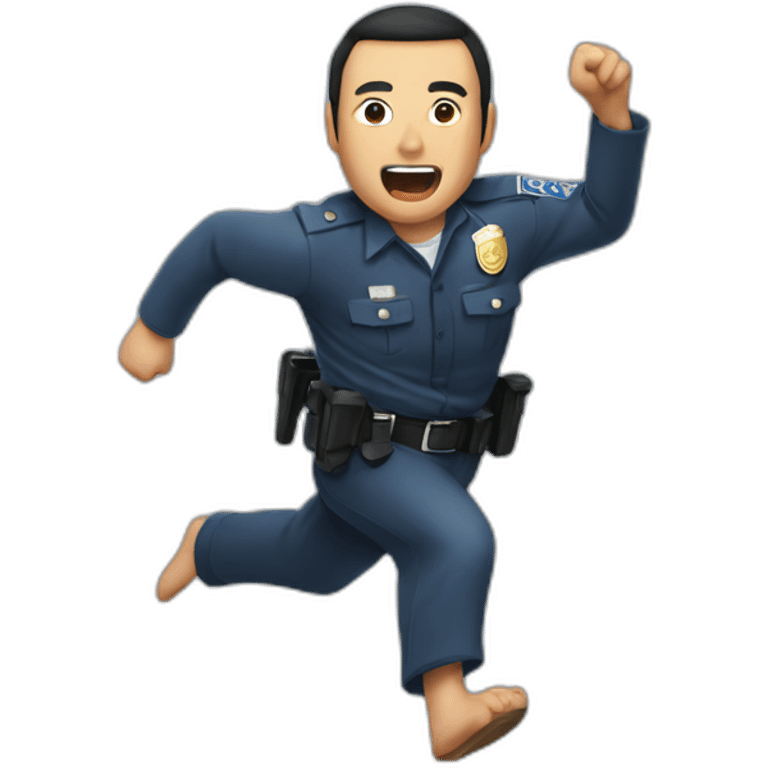 oriental man being chased by police emoji