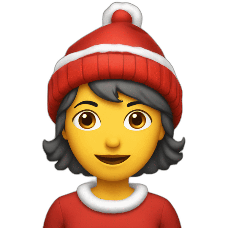 Mujer calva con gorro de navidad emoji