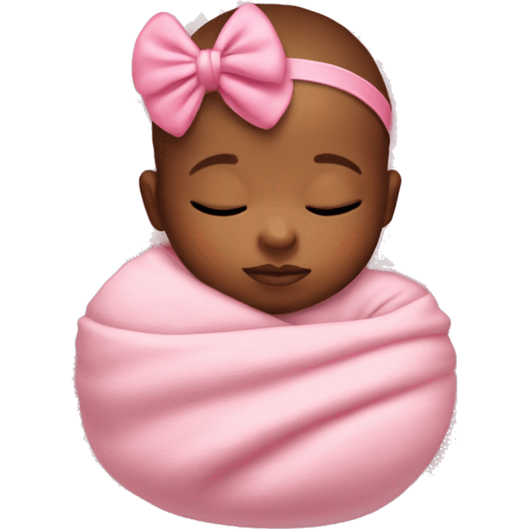 sleeping baby with pink bow on head pink blanket  emoji