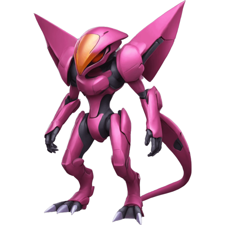 a Genesect-Raptor-Fakémon—hybrid with a futuristic visor-helmet full body emoji