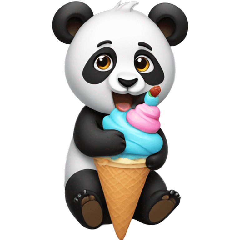 Panda eating ice cream emoji