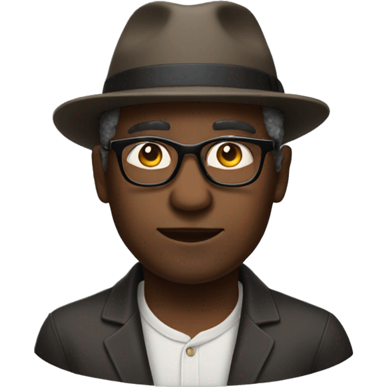 Black middle age man with glasses taking his Hat off  emoji