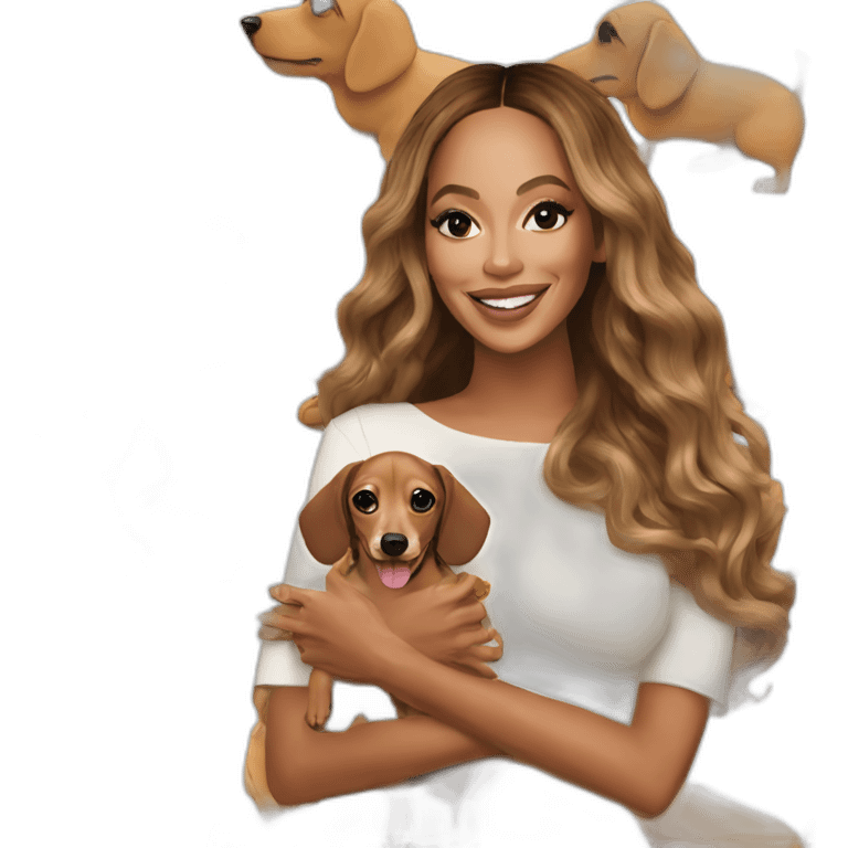 Beyoncé with cream dachshund  emoji