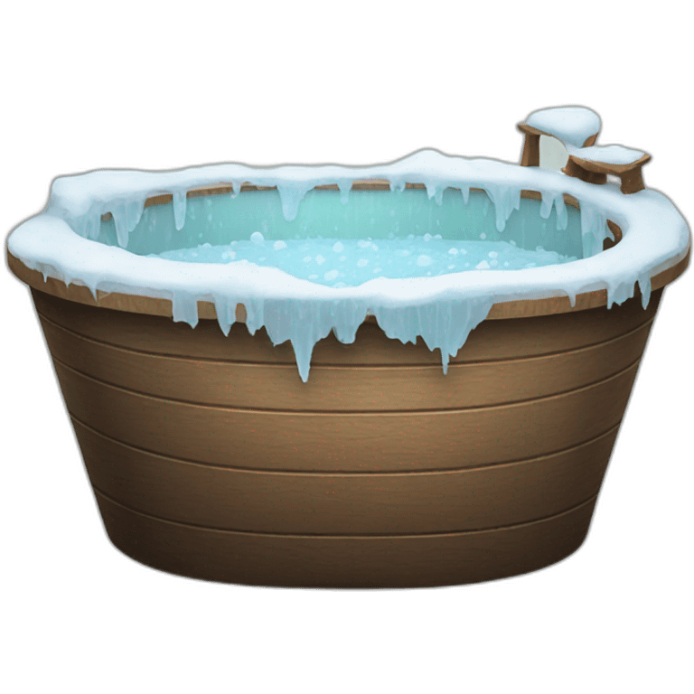 wood bathtub with ice emoji