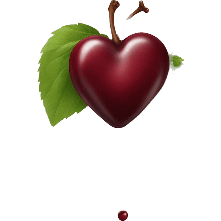 heart-shaped burgundy cherries on single stem emoji