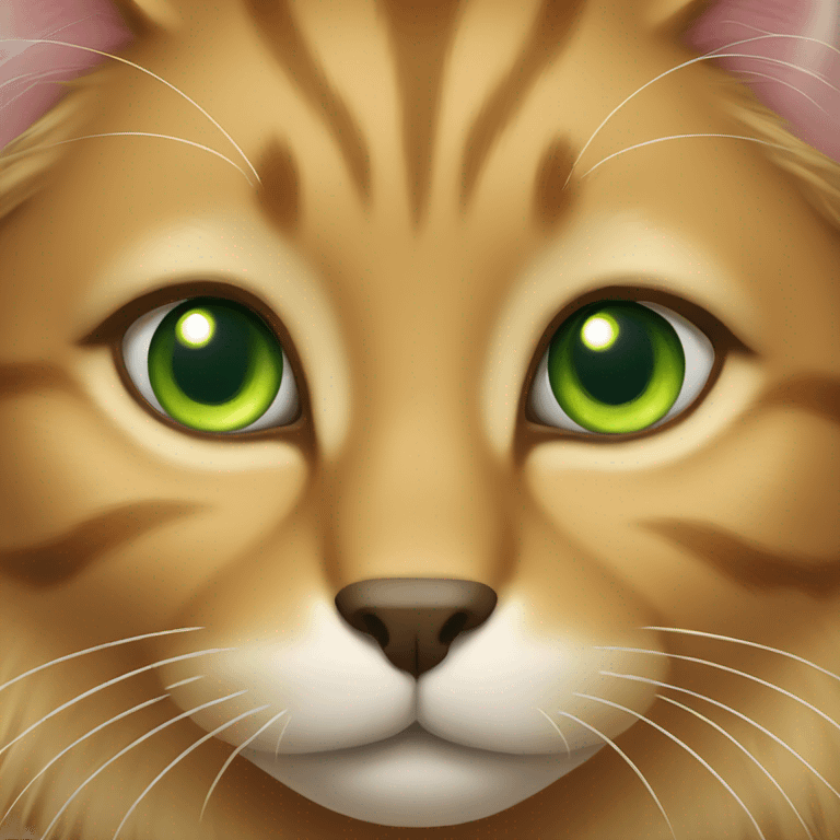 Golden brown cat with green eyes emoji