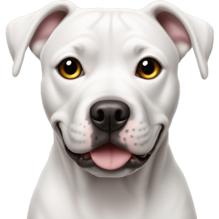 Perro pitbul blanco con mancha negra emoji