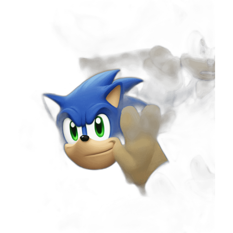 Sonic The Hedgehog from SEGA, Blue Fur with no stripe with a green eyes emoji