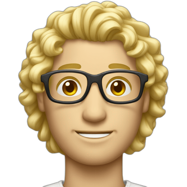 Un homme blond bouclé avec des lunettes emoji