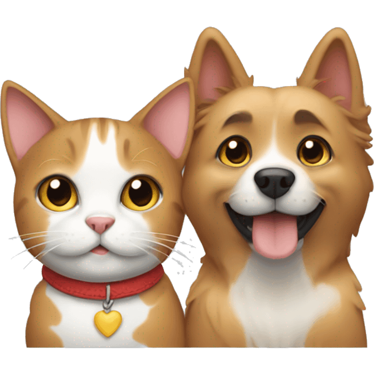 a dog and a cat in love emoji