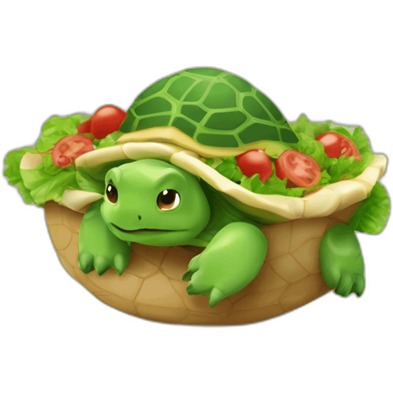 Tortue mangeant une salade emoji