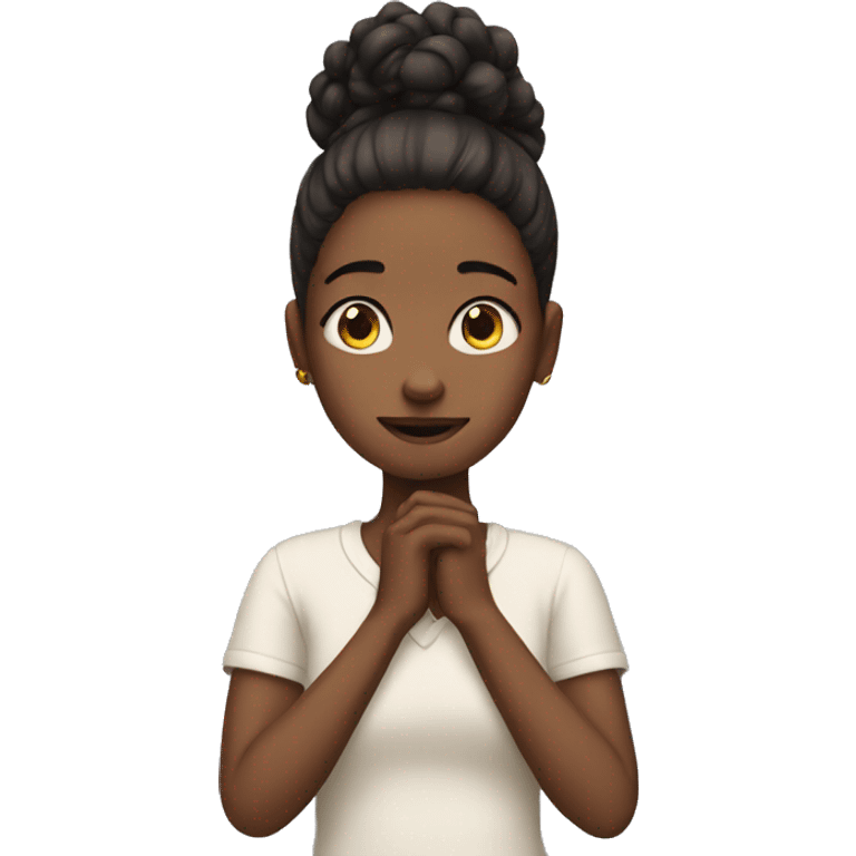 girl with her hands at her neck emoji