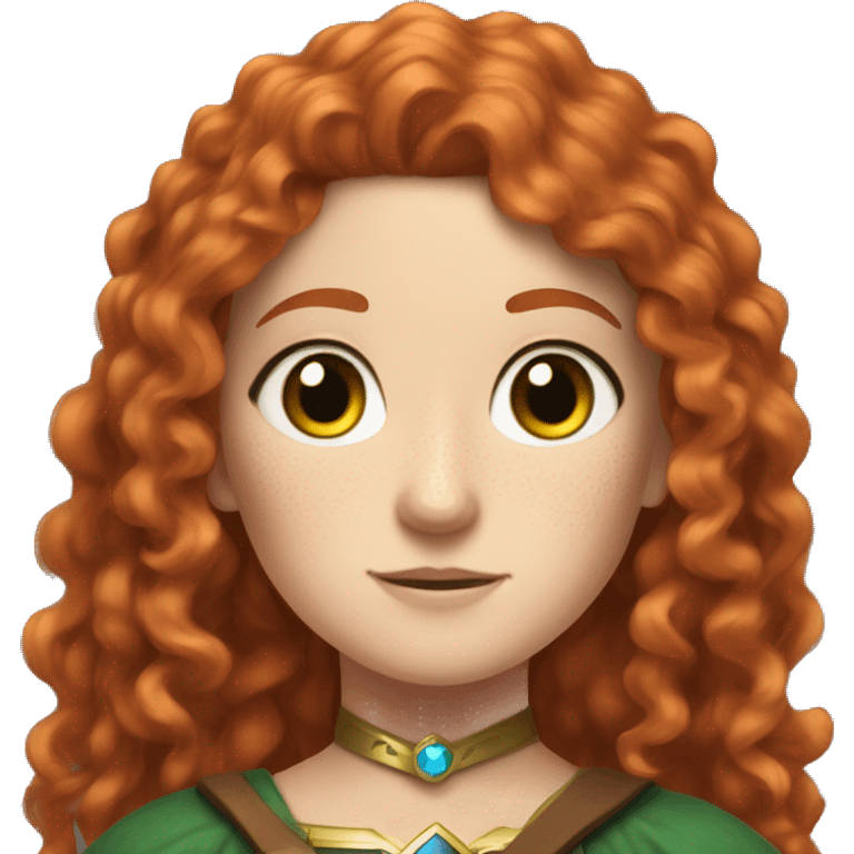 a white girl with long red curly hair and freckles, cosplaying Zelda emoji