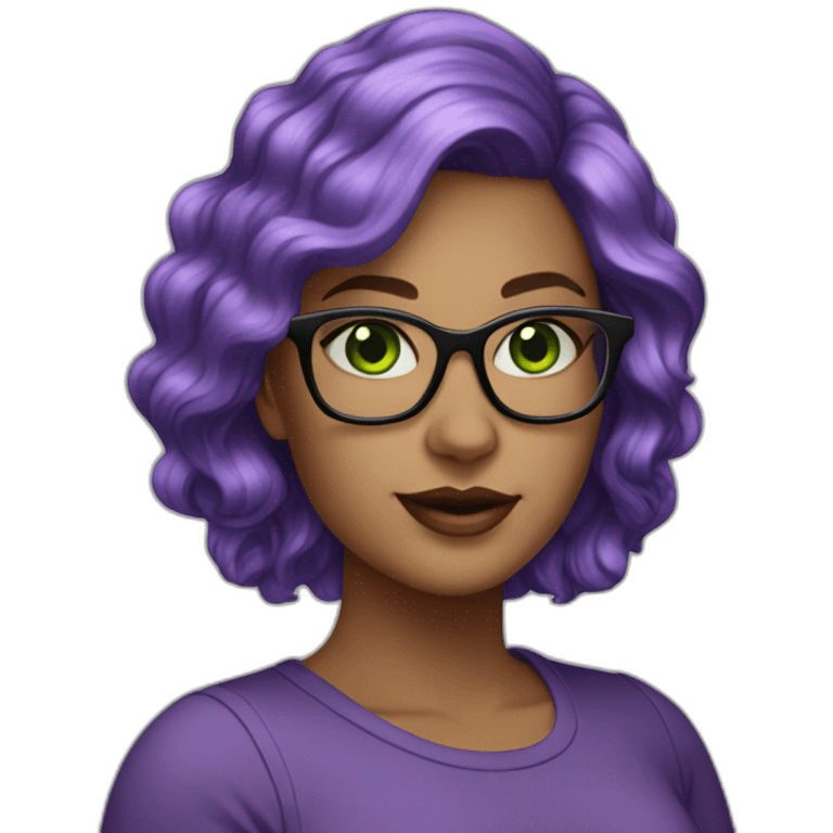 curvy-white-woman-purple-wavy-hair-green-eyes-square-glasses emoji