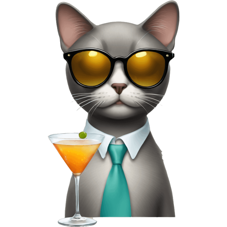 Cat with sunglasses and martini emoji