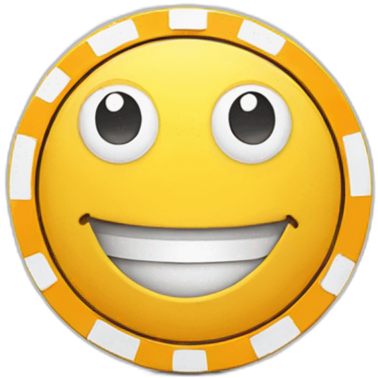 a casino chip with cartoon face, legs and arms emoji