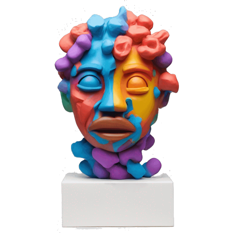 a colorful abstract sculpture realized with modeling clay on a white base emoji