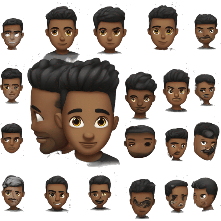 generame un persona, color negro, ojos negros, corte de pelo taper Fade con flequillo para uso profesional  emoji