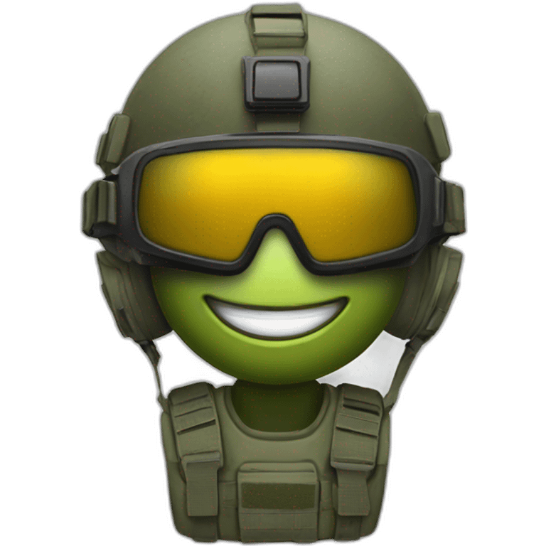 grinning emoji face with tactical helmet and night vision goggles emoji