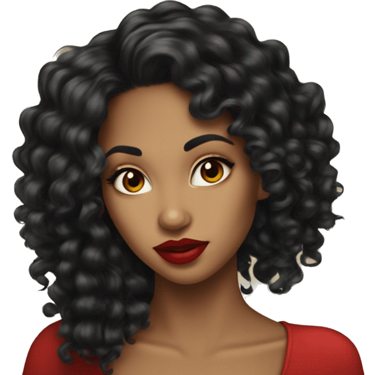 pretty-long-curly-blackhair-carameltone-woman-red-lips- emoji