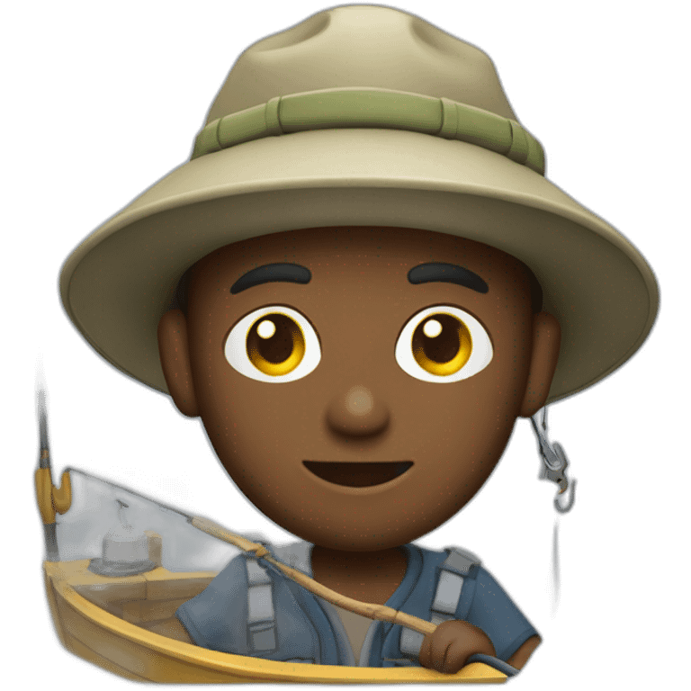 fisherman on a boat fishing with a hook emoji