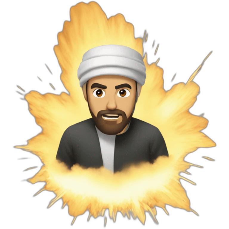 Islamic man explosion behind emoji