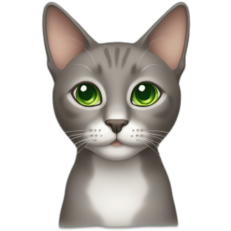 gray brown cat with green eyes  emoji