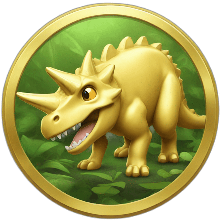 golden coin with dinisaur inside hd emoji