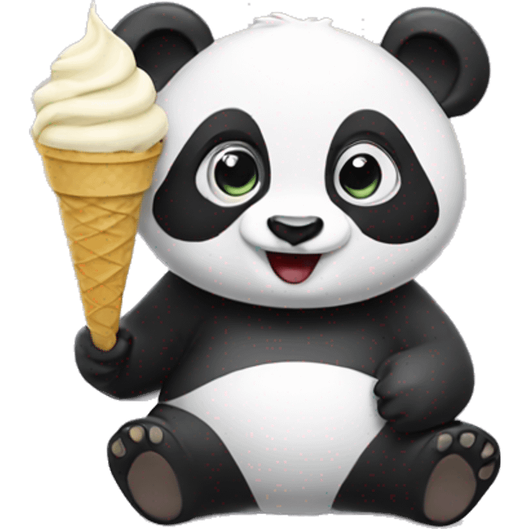 Panda eating ice cream emoji