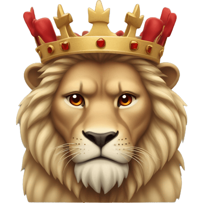 A angry lion in a red crown emoji