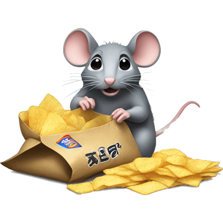 Rat eating bag of chips emoji