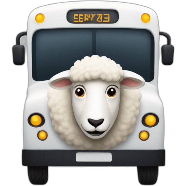 Sheep driving a modern bus emoji