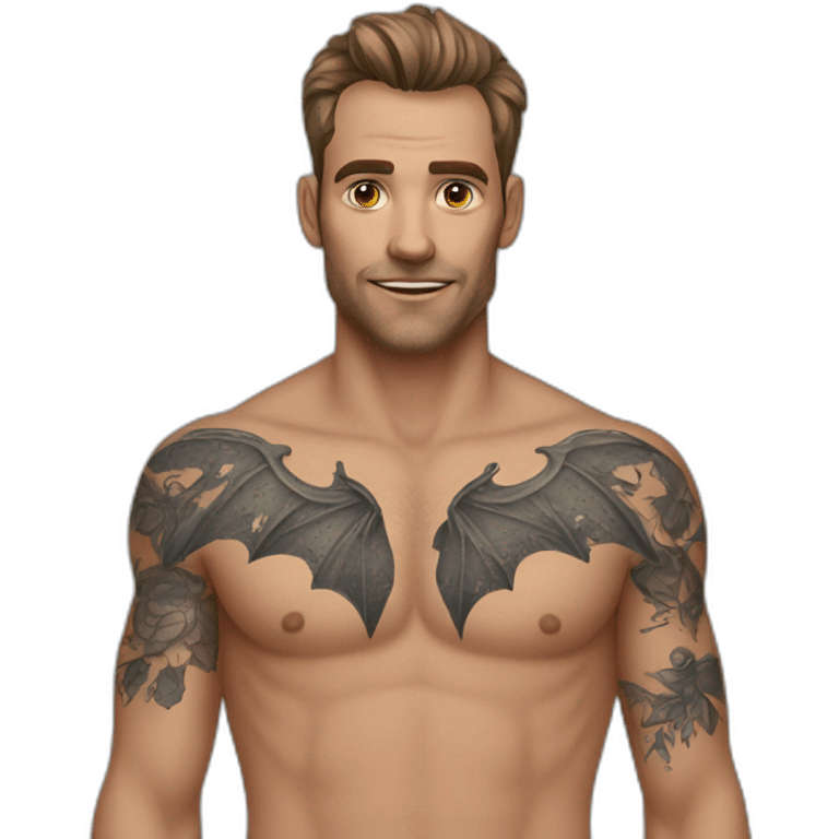 Homme Chauve avec plein de tatouages emoji