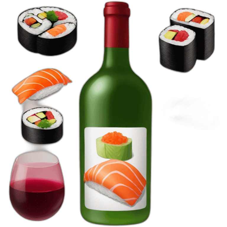 Wine and sushi emoji