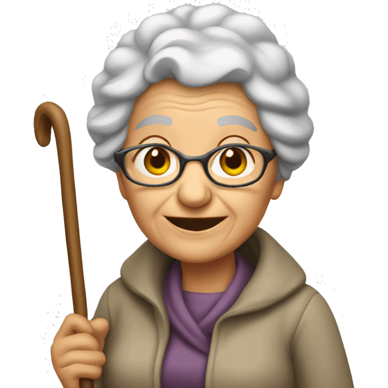 old woman with cane emoji